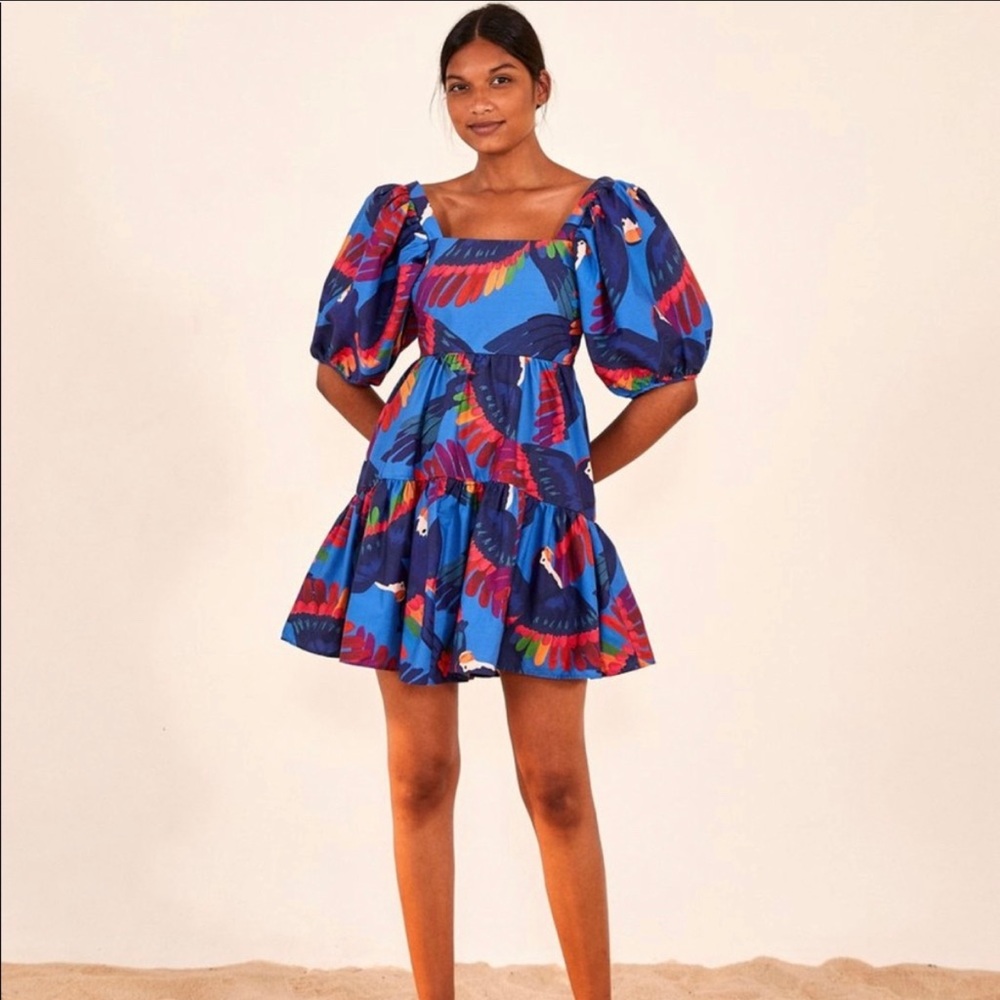 FARM RIO Rainbow Macaw Mini Dress. Summer dress spring dress